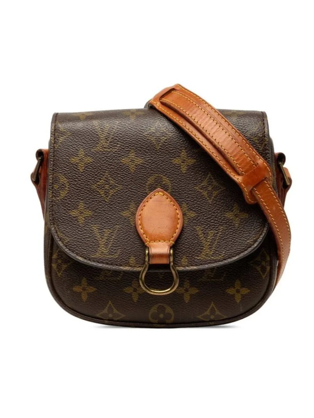 Louis Vuitton Monogram Saint Cloud PM Crossbody Shoulder Bag Brown Leather
